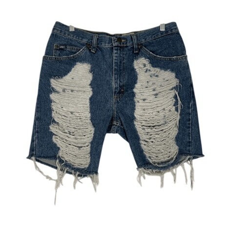 Lee Furst of a Kind High Rise Distressed Denim Bermuda‎ Shorts 12